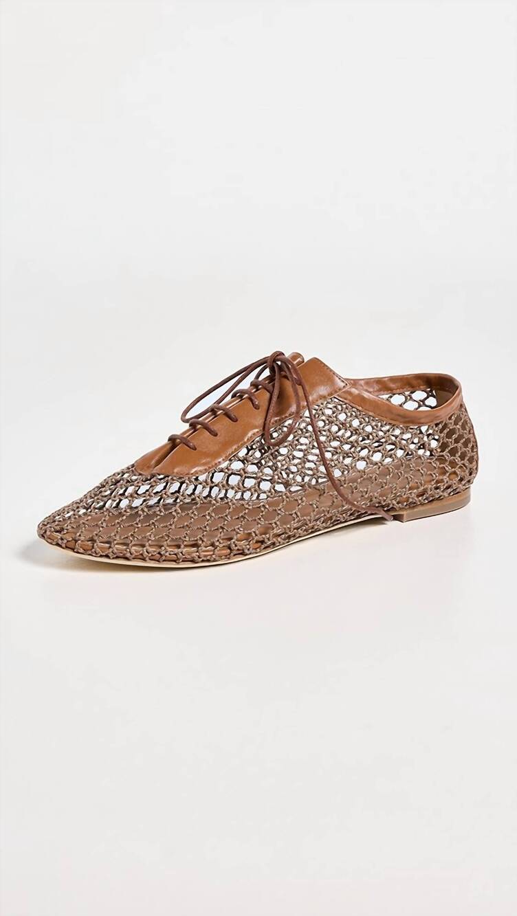 NEW STAUD women's kit lace up flat in tan